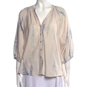 Apiece apart tie dye print v-neck blouse
